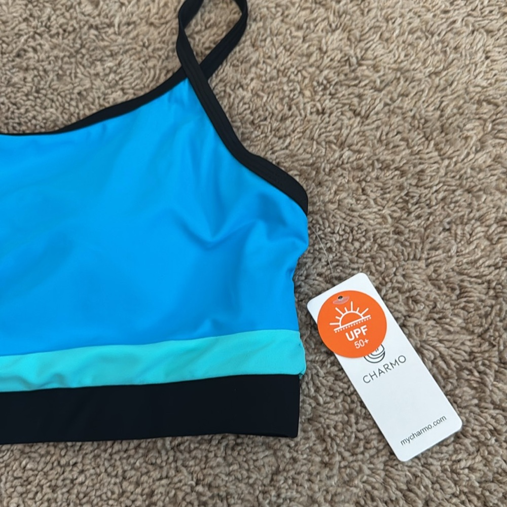 Charmo NWT Blue and Black High waisted Women's Swimwear Set size M - Picture 7 of 10